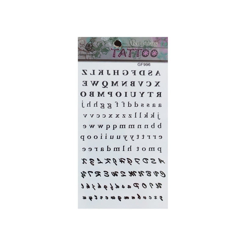 تتو موقت طرح حروف انگلیسی کد 996