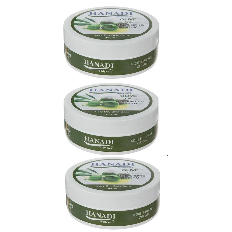 کرم مرطوب کننده دست هانادی مدل زیتون مناسب انواع پوست حجم 200 میلی لیتر مجموعه 3 عددی