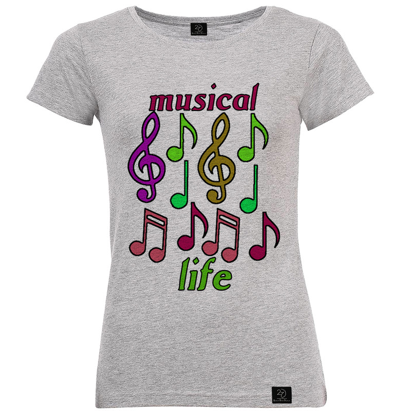 خرید و قیمت تی شرت آستین کوتاه زنانه 27 مدل موزیک کد F16 رنگ طوسی