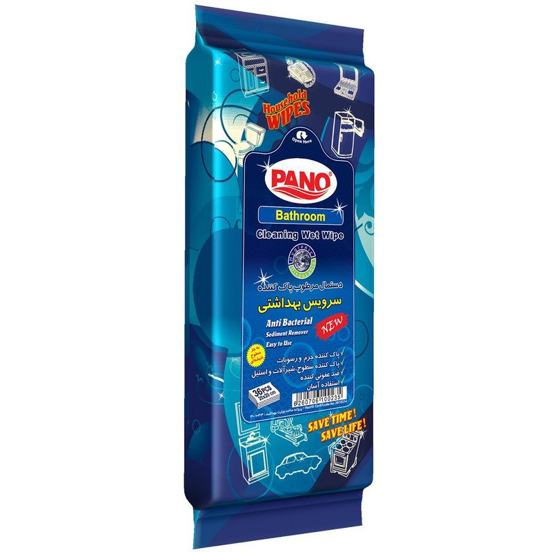 دستمال مرطوب پانو مخصوص سرویس بهداشتی بسته 36 عددی