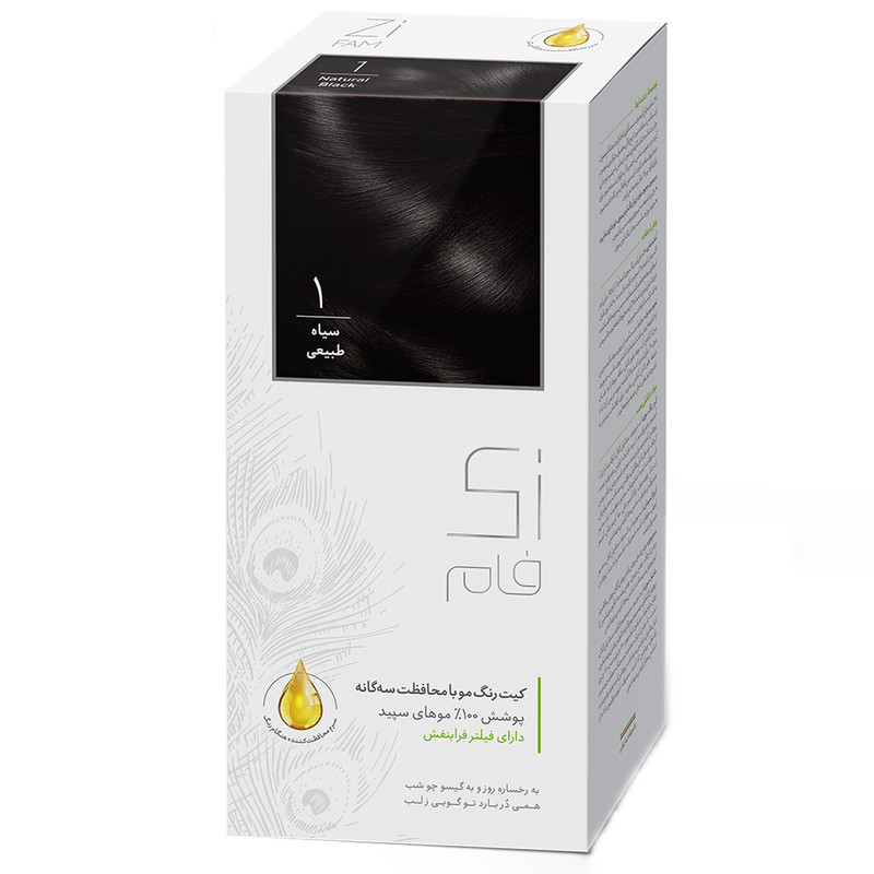 خرید و قیمت کیت رنگ مو زی فام شماره 1 حجم 50 میلی لیتر سیاه طبیعی