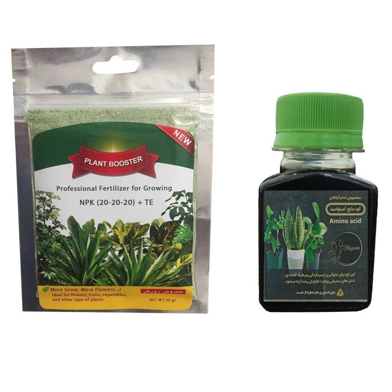 کود کامل N.P.K (20-20-20) و آمینو اسید کد 000 وزن 180 گرم بسته 2 عددی