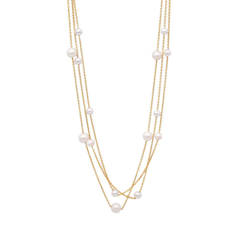 خرید و قیمت گردنبند طلا 18 عیار زنانه الی گالری مدل سه رج مروارید