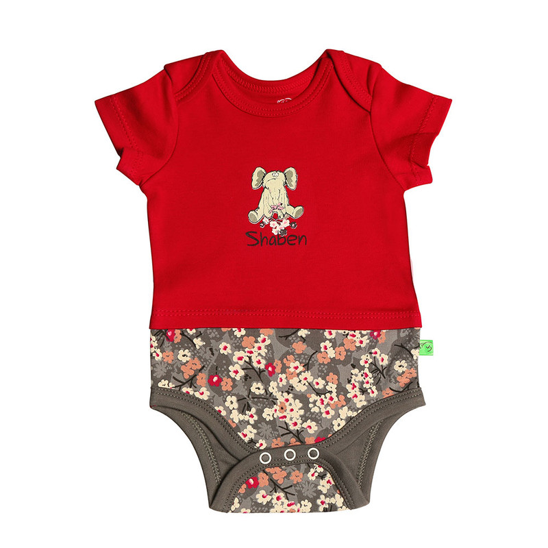 بادی آستین کوتاه نوزادی شابن مدل گل گلی