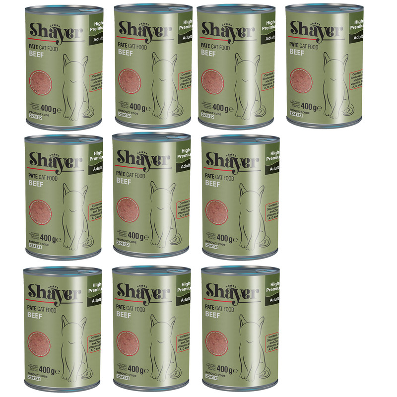کنسرو غذای گربه شایر کد 04 وزن 400 گرم بسته 10 عددی