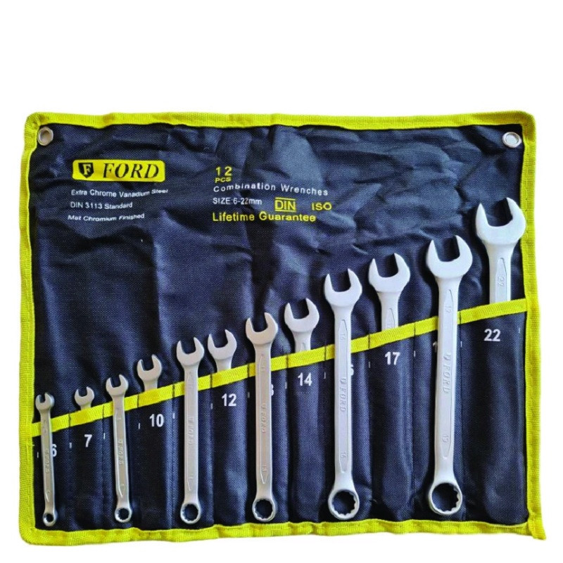 خرید و قیمت آچار یکسر تخت یکسررینگی فورد مدل 12JA مجموعه 12 عددی