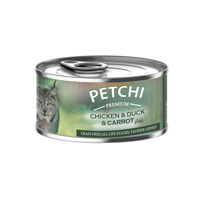کنسرو غذای گربه پتچی مدل Chicken&Duck&Carrot وزن 120 گرم