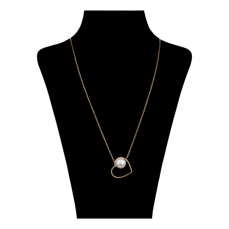 گردنبند طلا 18 عیار زنانه گالری شیدا مجد مدل قلب و مروارید