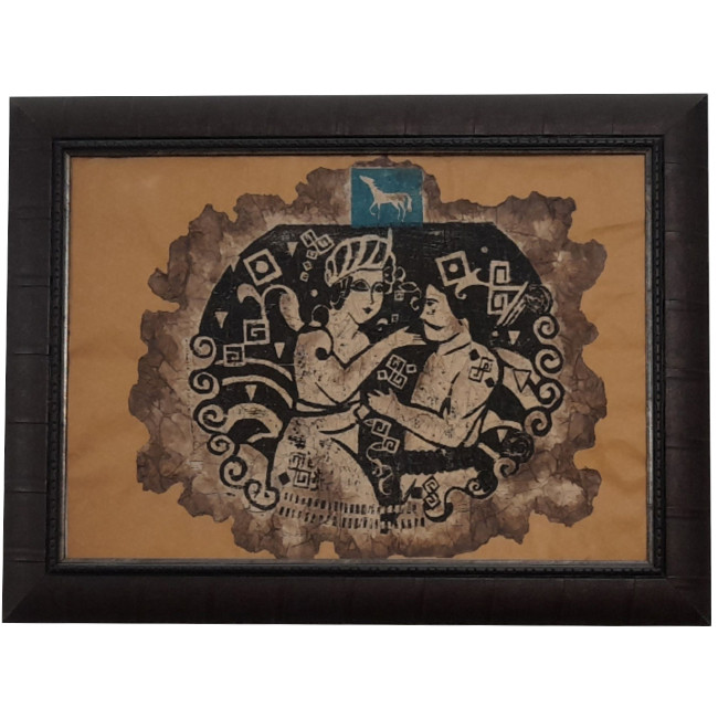 تابلو چاپ دستی طرح رستم و تهمینه مدل فیگوراتیو کد A01