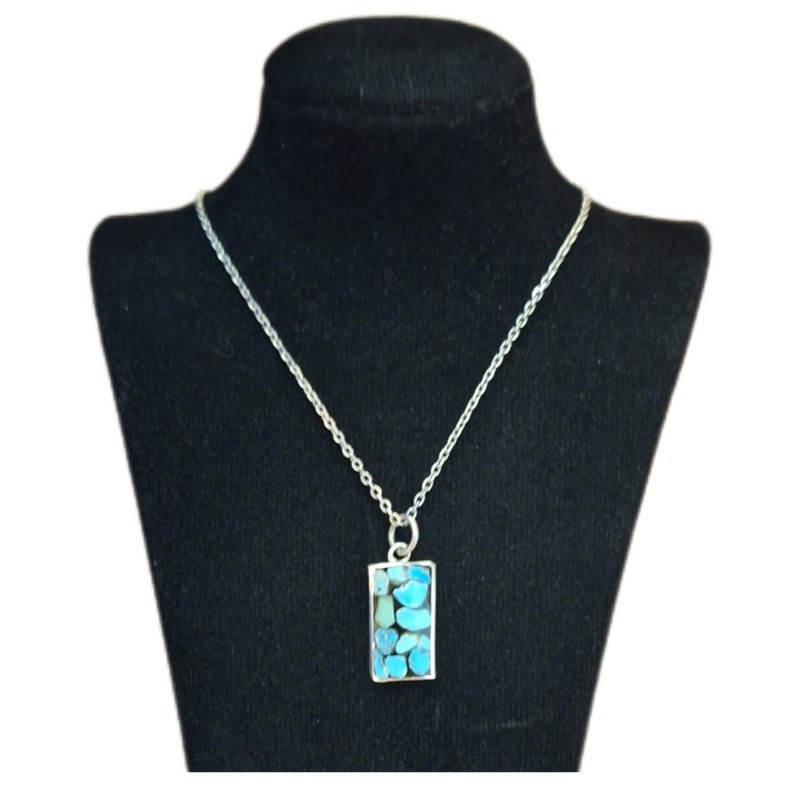 گردنبند نقره زنانه مدل فیروزه کوب کد ZIF84