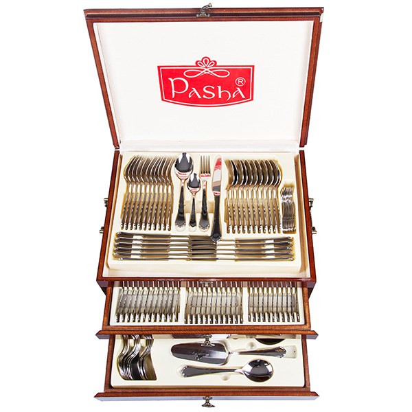 سرویس قاشق و چنگال 129 پارچه صنایع استیل ایران مدل Pasha Royal