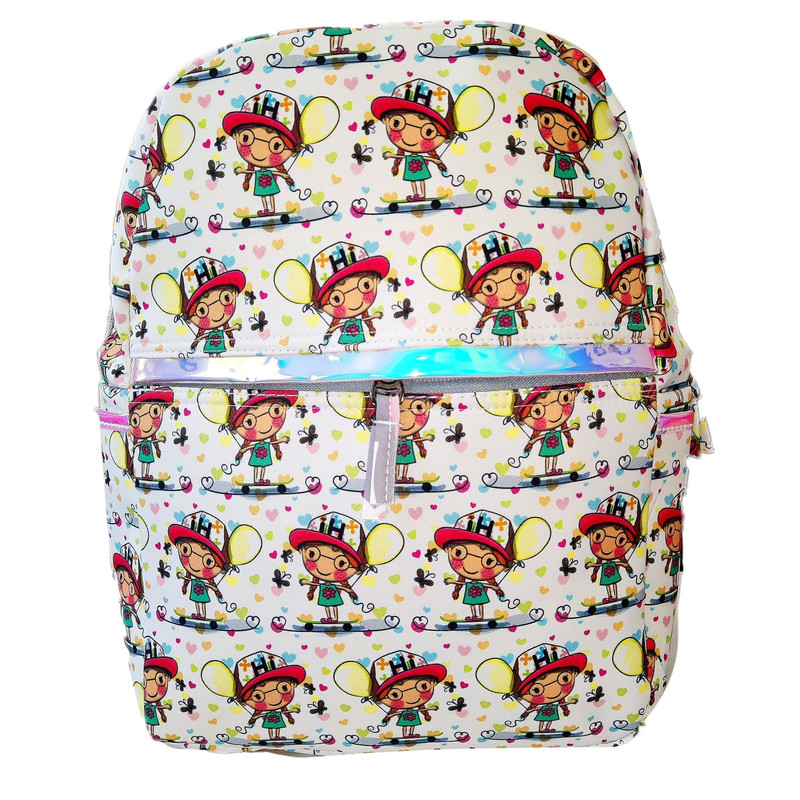 کوله پشتی مدل هولوگرامی طرح دختر بادکنک دار