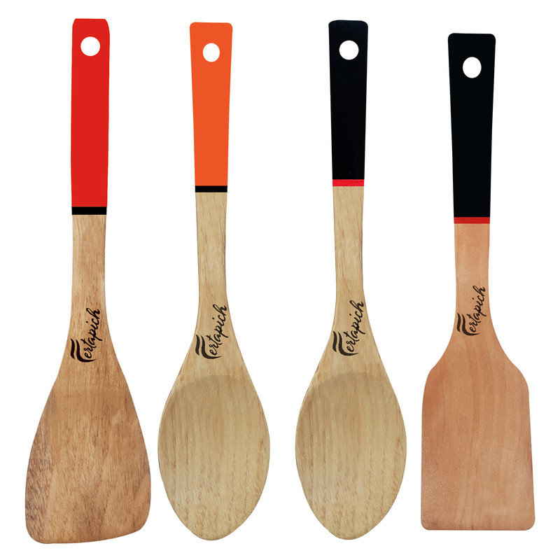 سرویس کفگیر و ملاقه 4 پارچه فرتاپیچ مدل چوبی کد 070