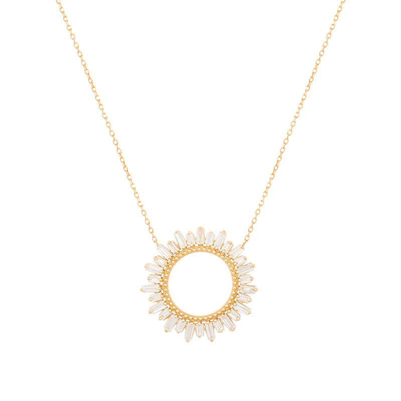 گردنبند طلا 18 عیار زنانه درگونه مدل خورشید باگت