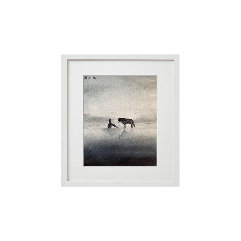 تابلو نقاشی آبرنگ طرح همزیستی