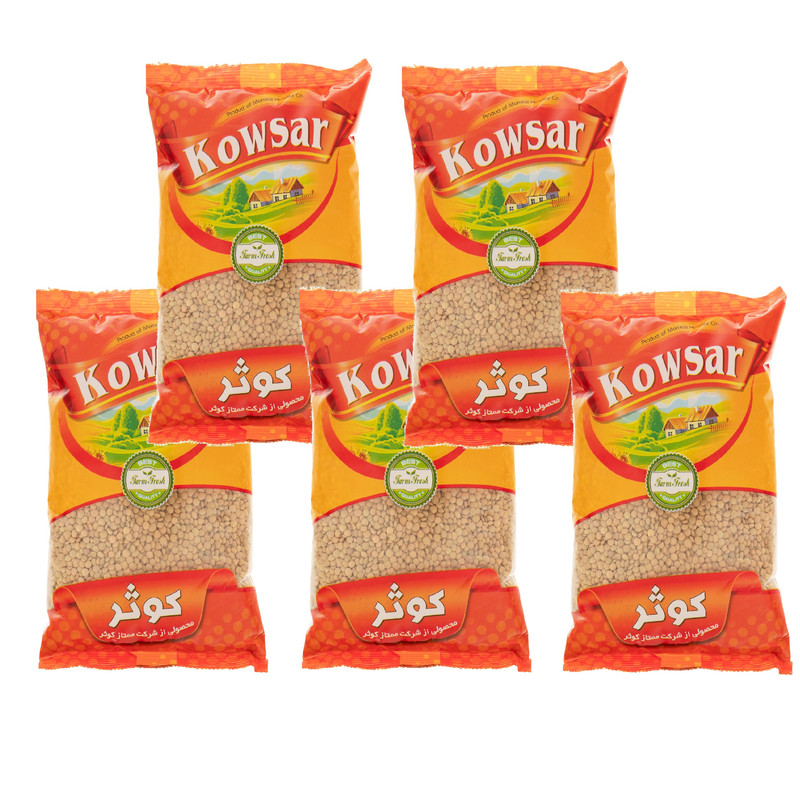 عدس ریز کوثر - 900 گرم بسته 5 عددی