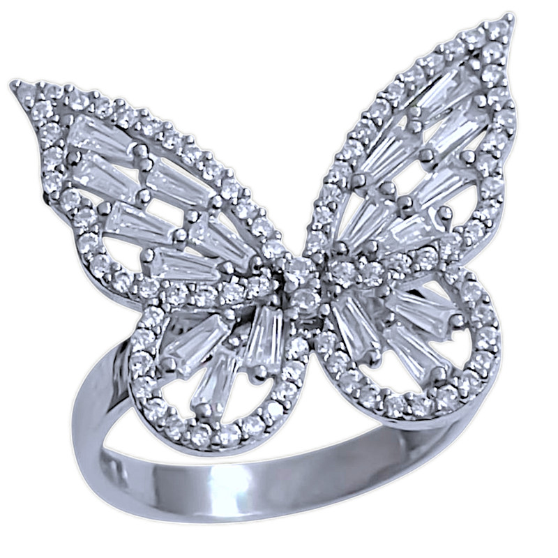 انگشتر نقره زنانه گالری رضازاده مدل پروانه مارکیز خور 0272