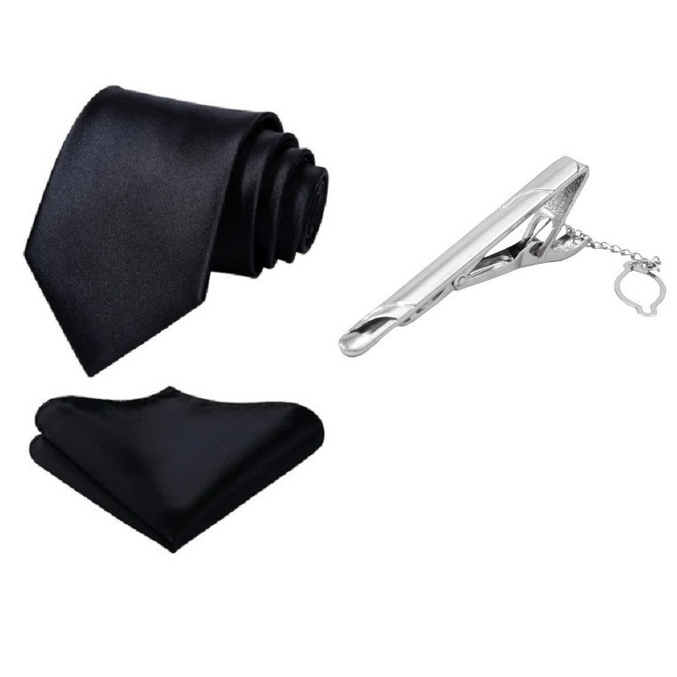 خرید و قیمت ست کراوات و دستمال جیب و گیره کراوات مردانه مدل TVF کد 43