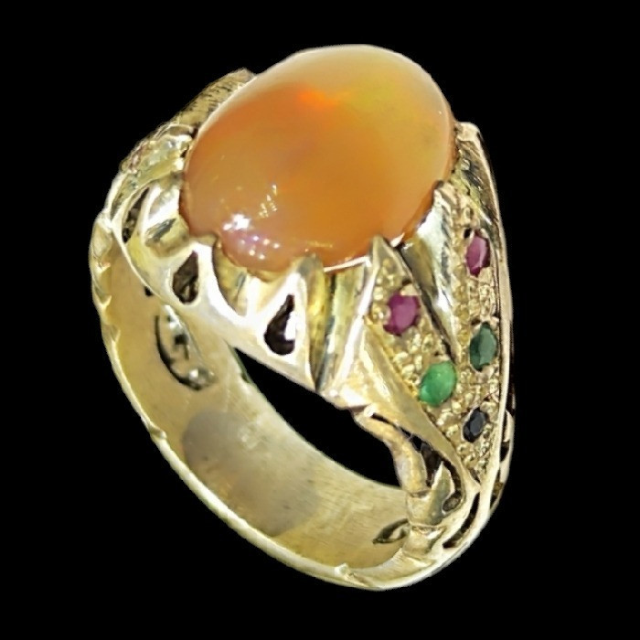 انگشتر نقره مردانه مدل سنگ اپال رکاب دست ساز کد 1200