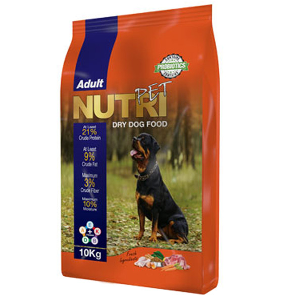 غذای خشک سگ نوتری پت مدل Adult 21 Percent PROBIOTICS وزن 10 کیلوگرم