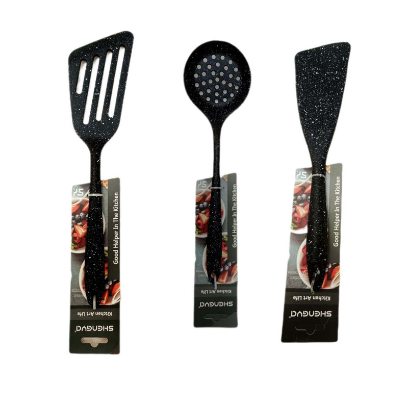 سرویس کفگیر و ملاقه 3 پارچه شنگیا مدل سیلیکونی کهکشانی