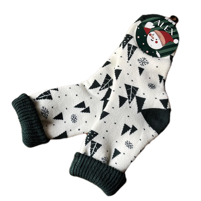 جوراب ساق بلند زنانه آلکس مدل کریسمسی کاج