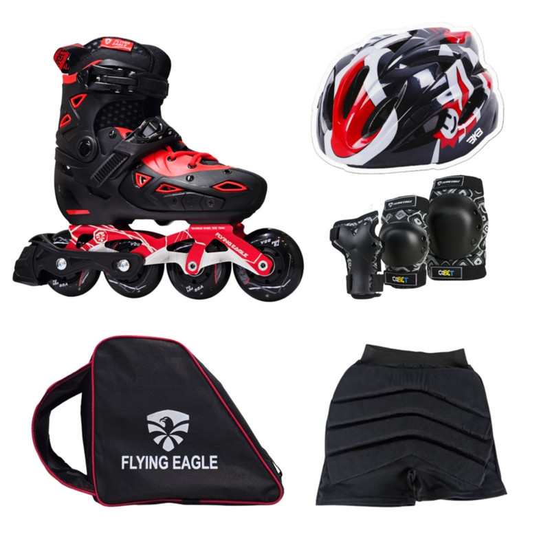 اسکیت کفشی فلاینگ ایکل مدل S9 سایز 36-32 به همراه کلاه و لوازم ایمنی و کیف و شلوارک اسکیت