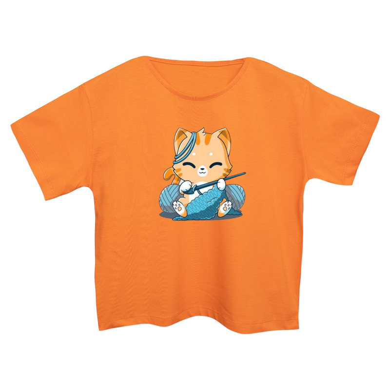 خرید و قیمت کراپتی شرت آستین کوتاه زنانه مدل گربه بافتنی