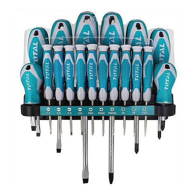 خرید و قیمت پیچ گوشتی یک سر چهارسو یک سر دو سو توتال مدل THT250618 بسته 18 عددی