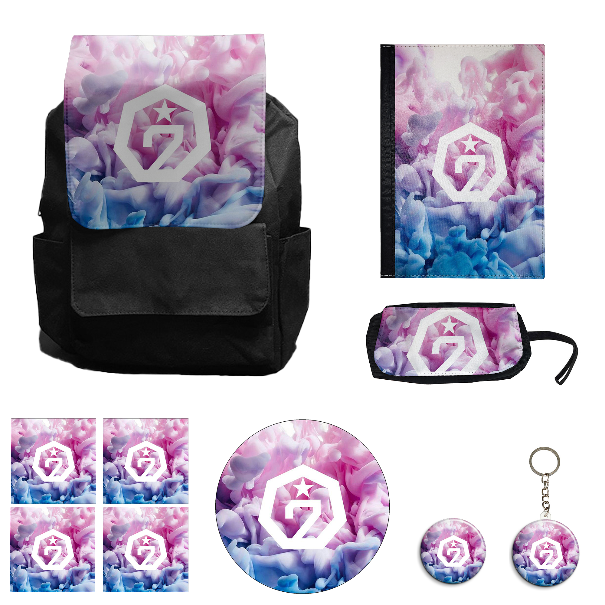 کوله پشتی مدل گروه موسیقی گات سون کد M16 همراه کلاسور و جامدادی و زیر لیوانی و جاکلیدی مجموعه 10 عددی