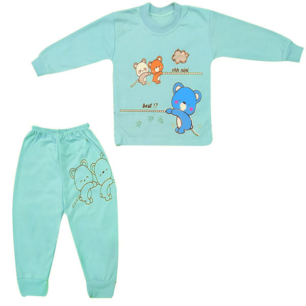 ست تی شرت و شلوار بچگانه مدل طنابکشی کد Ab3 رنگ آبی روشن