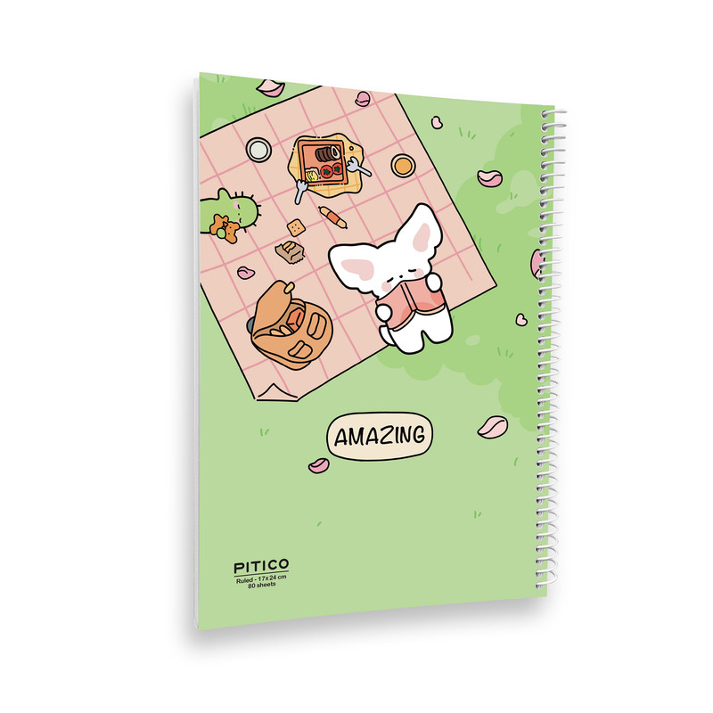 دفتر مشق 80 برگ پیتیکو مدل مجلد طرح گربه خوابالو کد 383