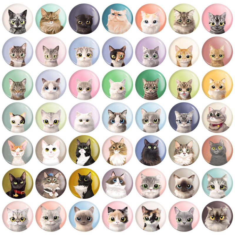 مگنت خندالو مدل گربه Cat کد 130 بسته 49 عددی