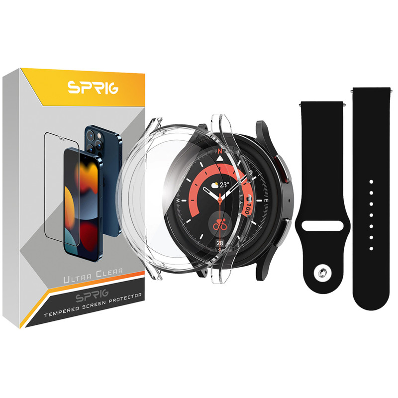 بند اسپریگ مدل Sic-20SP مناسب برای ساعت هوشمند سامسونگ Galaxy Watch 5 Pro 45mm به همراه کاور