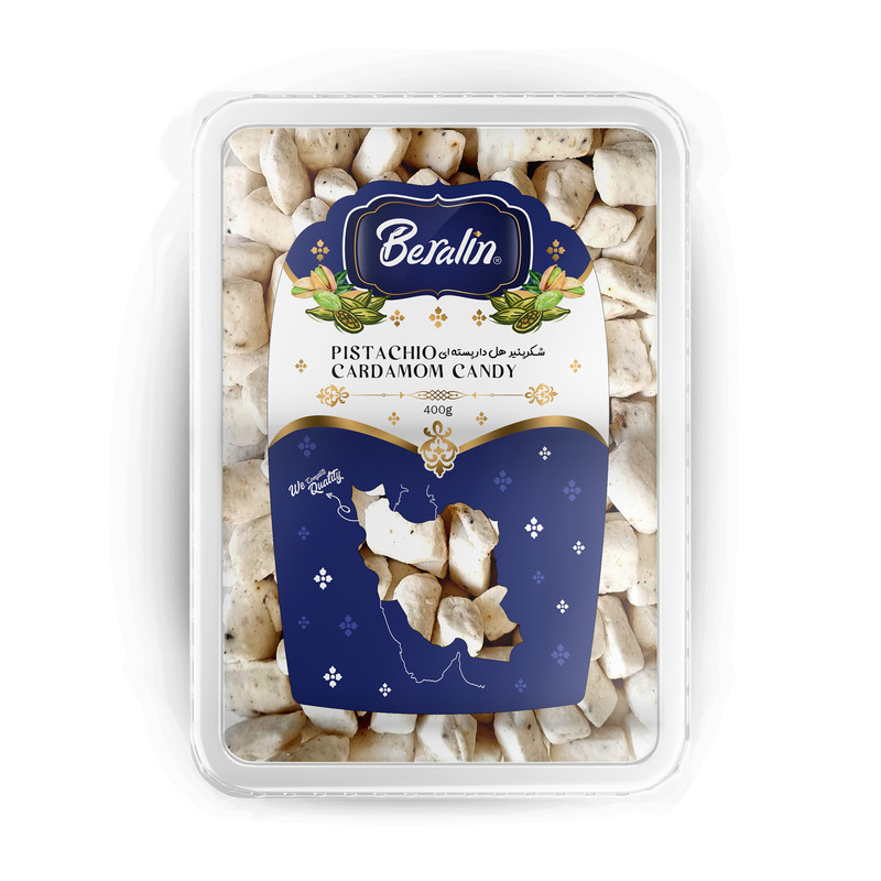 شکرپنیر ظرفی هل دار پسته ای برآلین 400گرمی