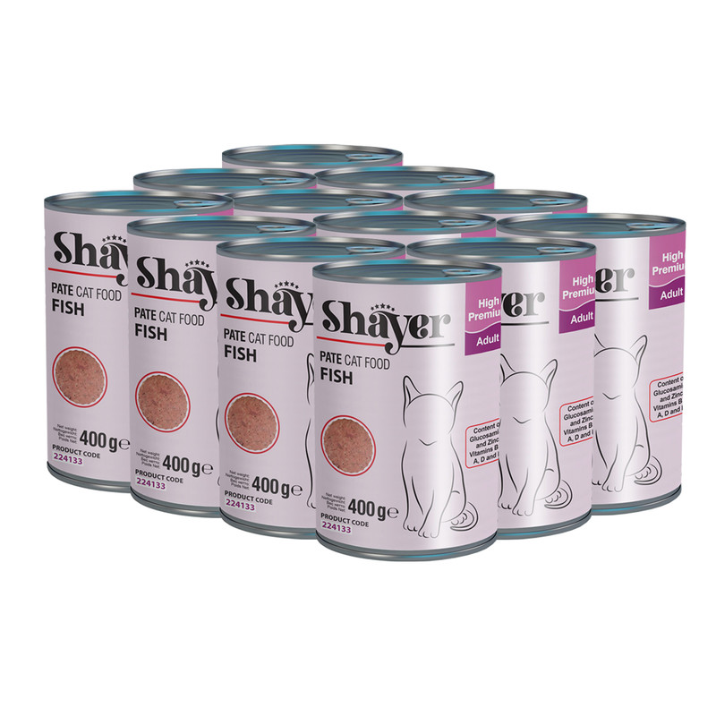 کنسرو غذای گربه شایر مدل ماهی sh31212 وزن 400 گرم مجموعه 12 عددی