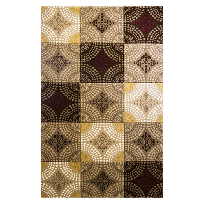 فرش ماشینی ساوین طرح گلاره زمینه شکلاتی