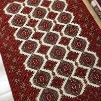 قالیچه دستباف ترکمن، سه متری، طرح کجاوه گل، ارسال رایگان، پشم