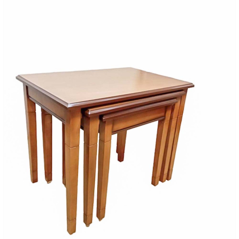 میز عسلی مدل پایه سوزنی راش S302 مجموعه 3 عددی