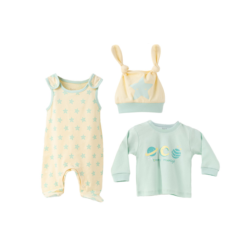 خرید و قیمت ست 3 تکه لباس نوزادی بی سی سی مدل moonlight