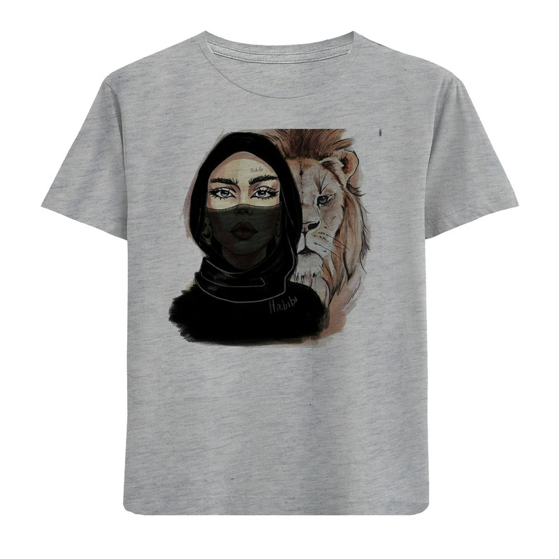 تی شرت آستین کوتاه دخترانه مدل دختر و شیر N43