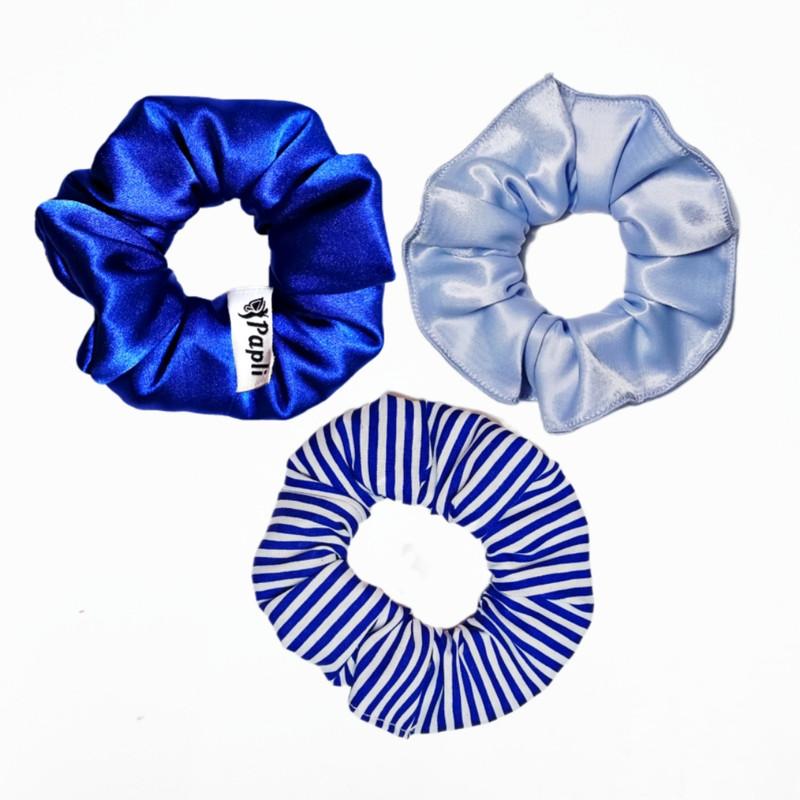 کش مو زنانه پاپلی مدل اسکرانچی ساتن بسته 3 عددی