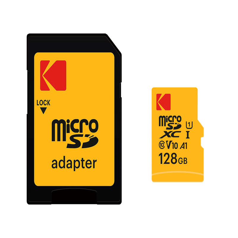 کارت حافظه microSDXC کداک مدل PREMIUM PERFORMANCE کلاس 10 استاندارد UHS-I U1 V10 A1 سرعت 90MBps ظرفیت 128 گیگابایت به همراه آداپتورSD