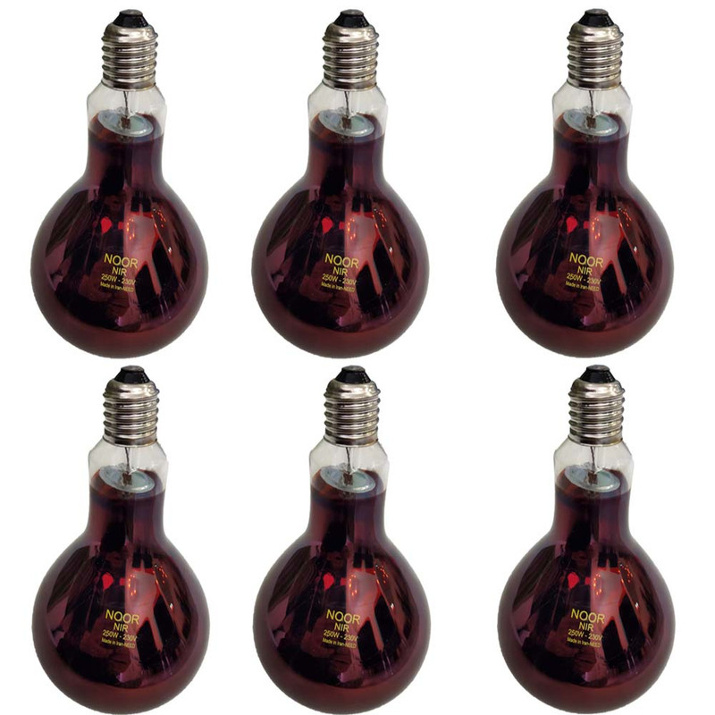 لامپ مادون قرمز 250 وات نور مدل 2918 بسته 6 عددی