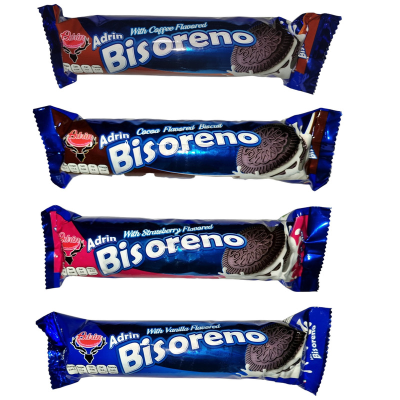 بیسکویت کرم دار با طعم های قهوه کاکائو توت فرنگی و وانیل آدرین- 90 گرم بسته 10 عددی