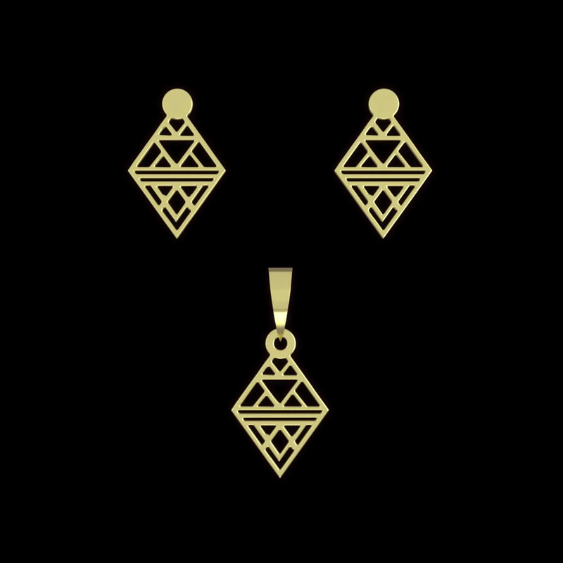 نیم ست طلا 18 عیار زنانه مدوپد مدل هندسی کد NA10232