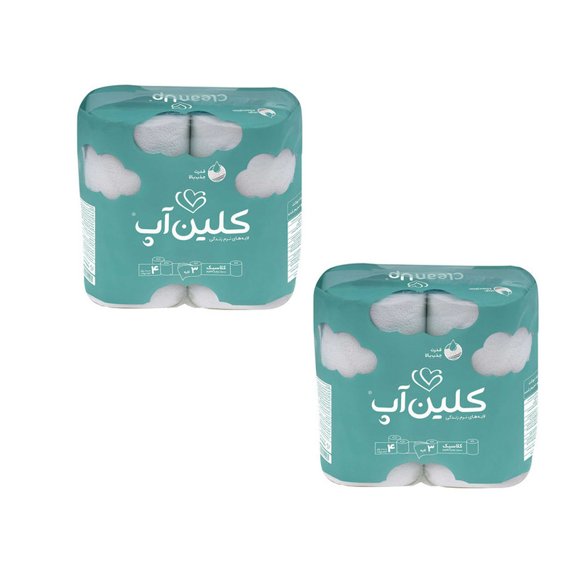 دستمال توالت کلین آپ مدل ابر دو بسته 4 عددی