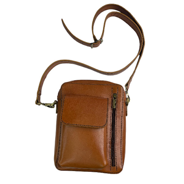 کیف دوشی دست دوز مدل کنار زیپ