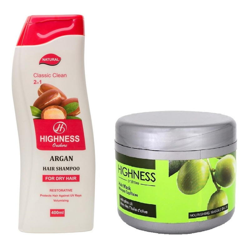 ماسک مو هاینس مدل زیتون و آلوئه ورا حجم 500 میلی لیتر به همراه شامپو هاینس مدل آرگان حجم 400 میلی لیتر