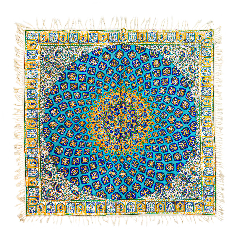 خرید و قیمت رومیزی قلمکار زابلیان مدل شاهکار طرح گنبد مسجد شیخ الله اصفهان کد HQ80